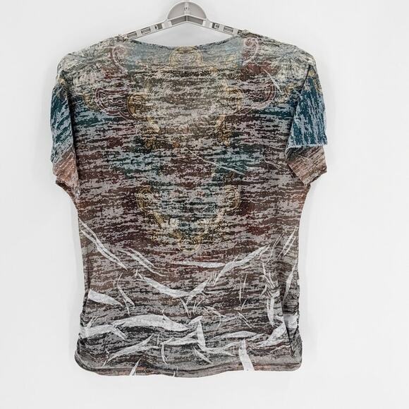 Maurices Y2K vneck burnout studded green brown ruched sides size 3X Y2K Baddie - Picture 2 of 8